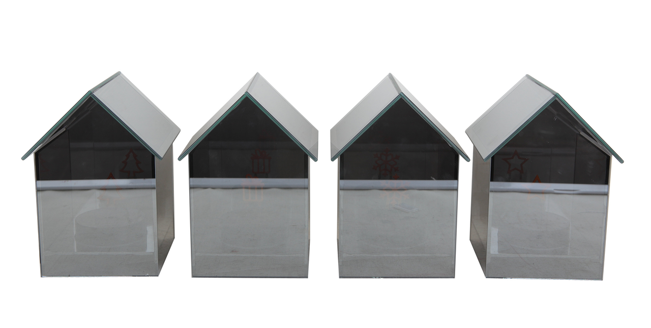 Tarrington House Domečky skleněné 20 cm 4ASS 1 ks