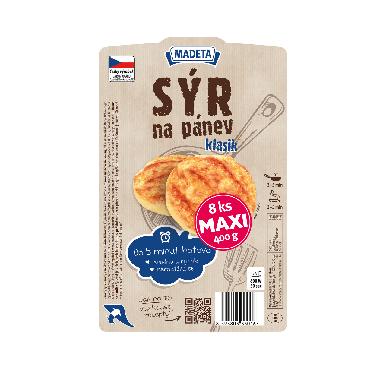 MADETA Sýr na pánev gastro klasik chlaz. 400 g