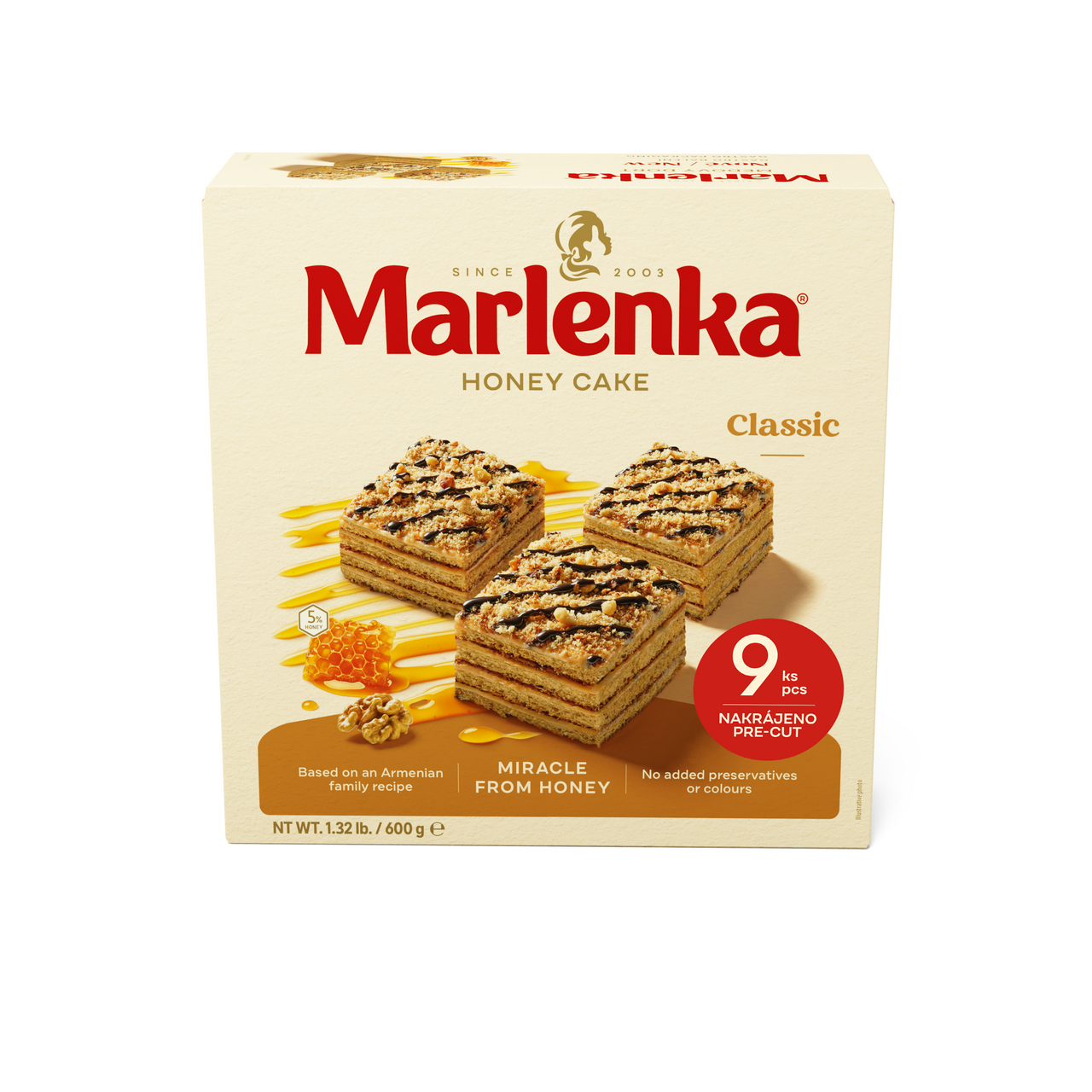 MARLENKA Dort medový vlaššské ořechy 600 g