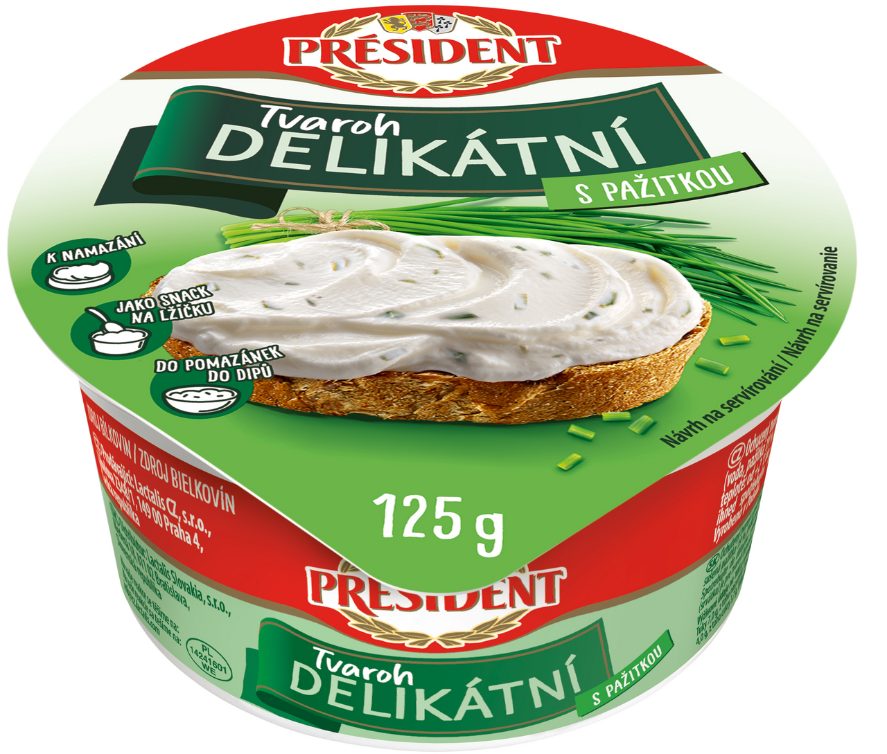 PRÉSIDENT Tvaroh delikátní s pažitkou 125 g