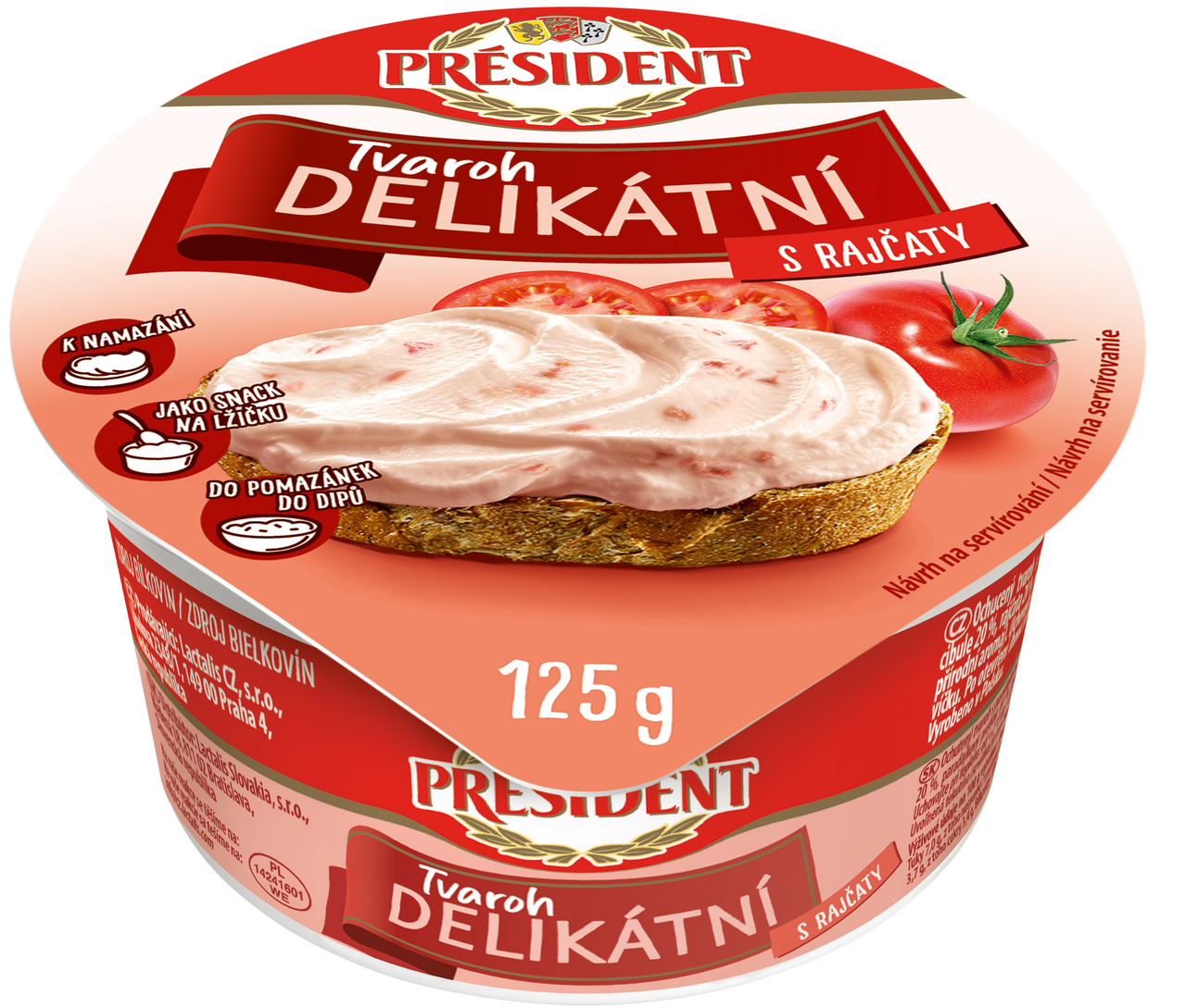 PRÉSIDENT Tvaroh delikátní s rajčaty 125 g