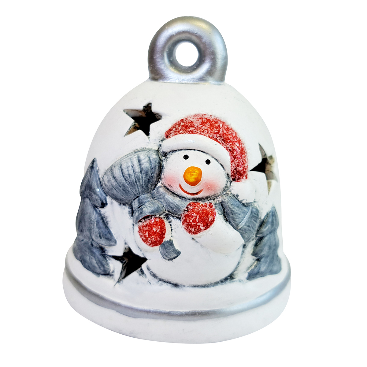 Flexio Porcelánový LED Zvonek sněhulák 1 ks