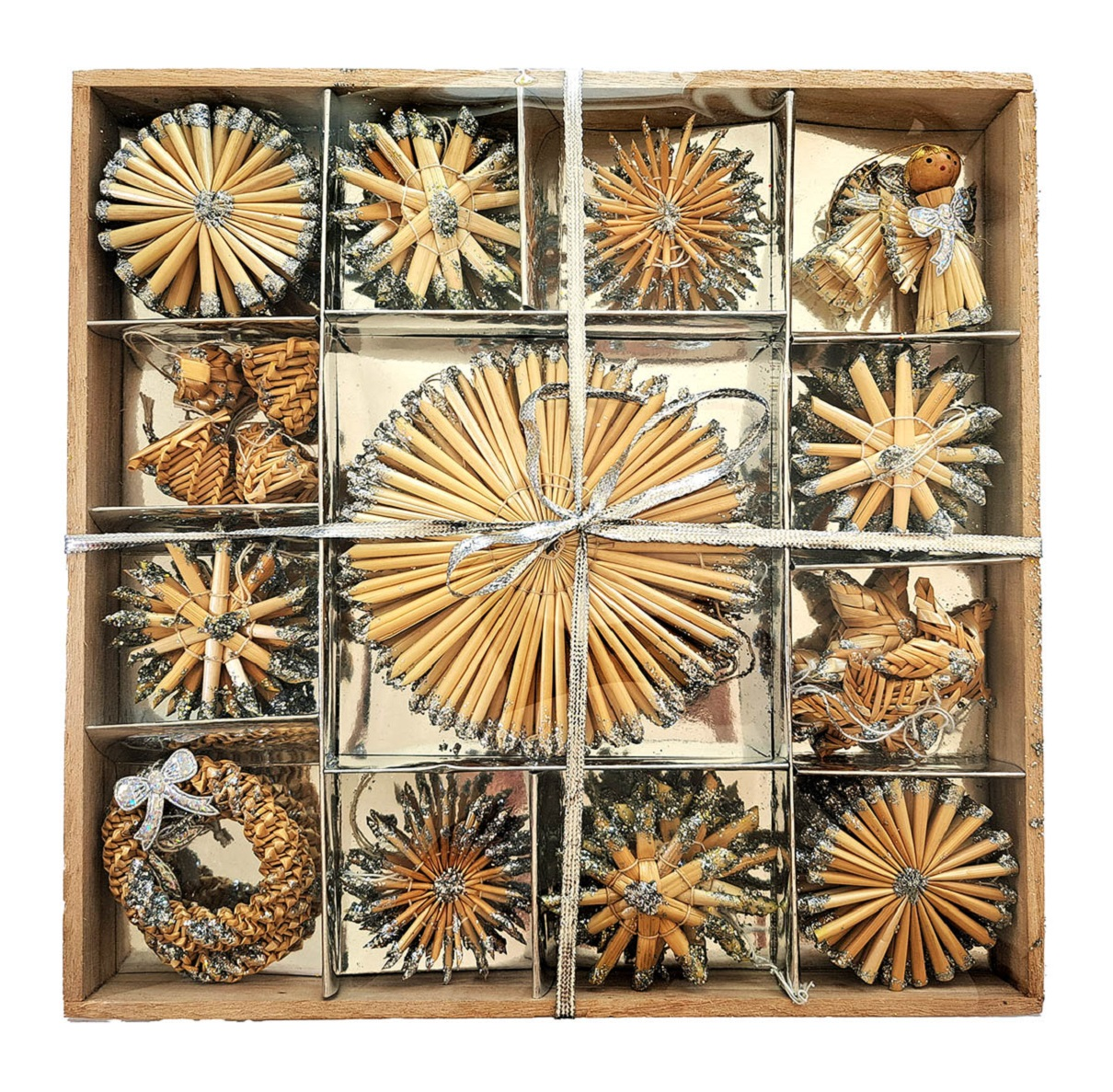 Flexio Sláměné dekorace stříbrný glitr 45 ks