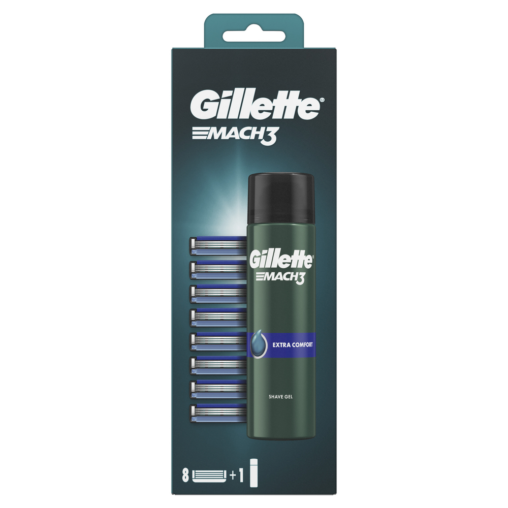 Gillette Mach3 8 náhradních hlavic + holící gel 200 ml