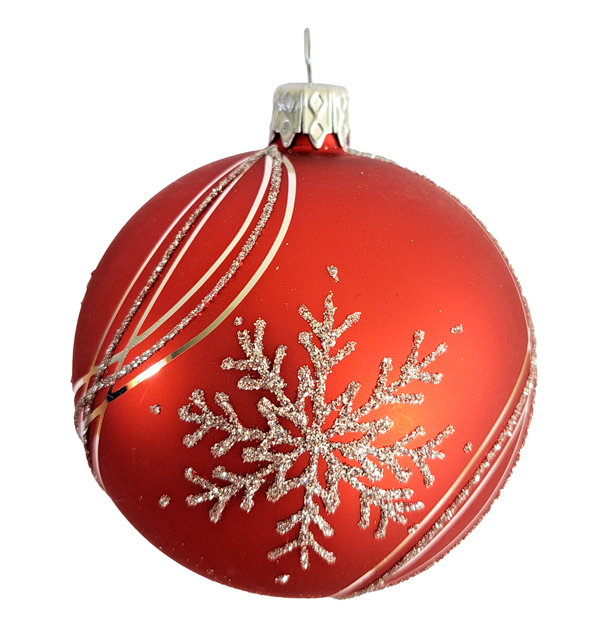 Tarrington House Ozdoby koule 8 cm vzor vločka s nitkami červená 4 ks