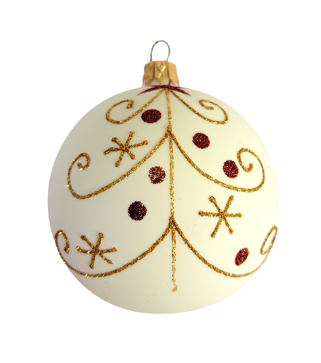 Tarrington House Ozdoby koule 8 cm vzor stromek matná bílá 4 ks