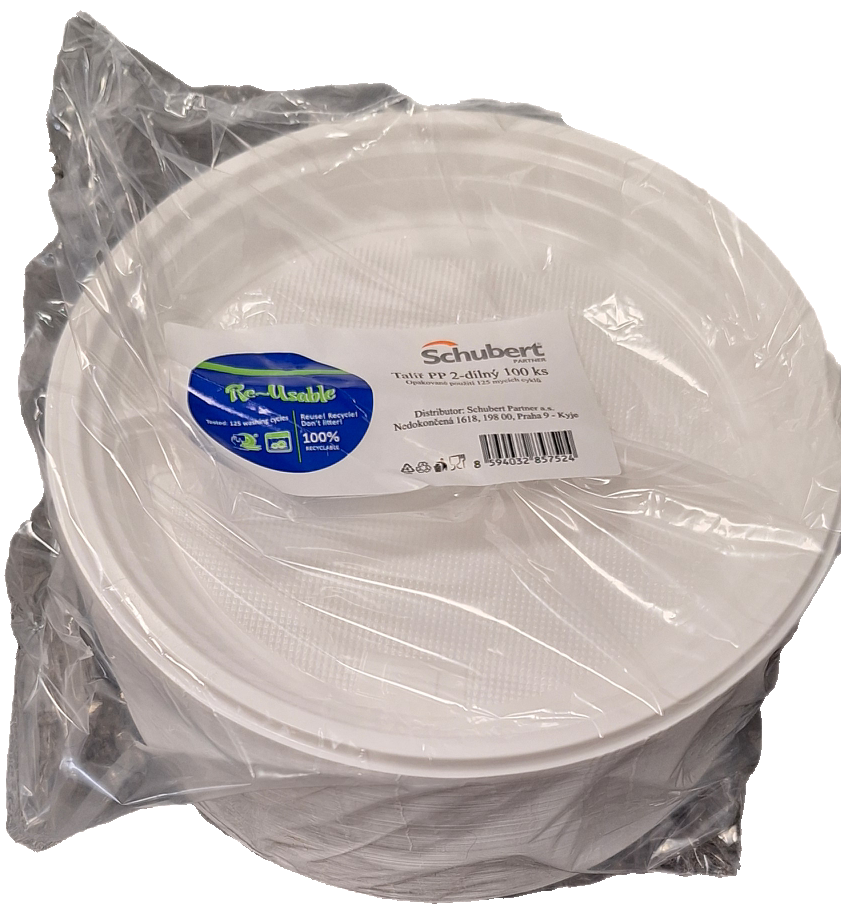 Talíř znovu použitelný 2dílný 22 cm polypropylen 100 ks