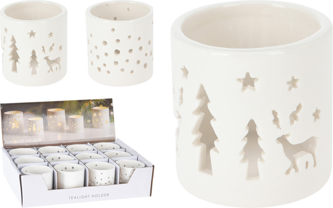 Stojan na čajové svíčky 6 cm bílý 1 ks