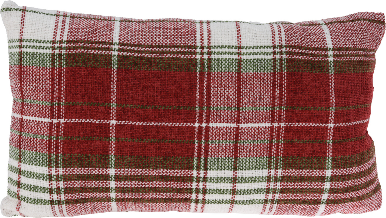 Polštář 30 x 50 cm červený káro 1 ks