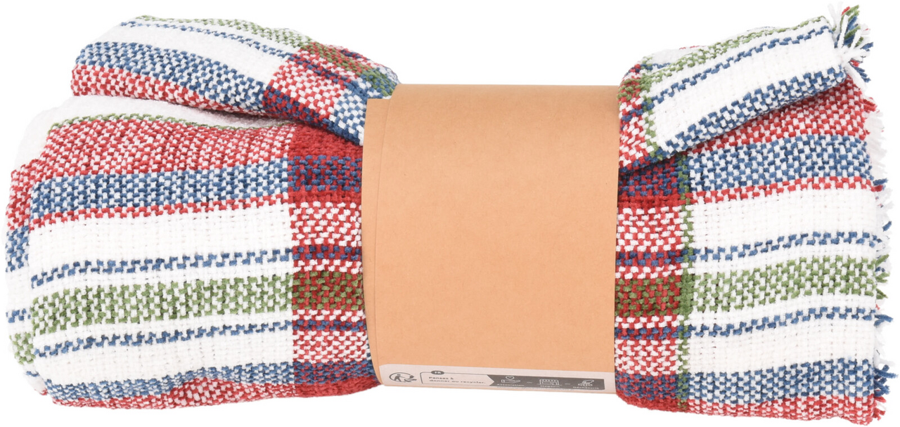 Pléd 150 x 125 cm bílé káro 1 ks