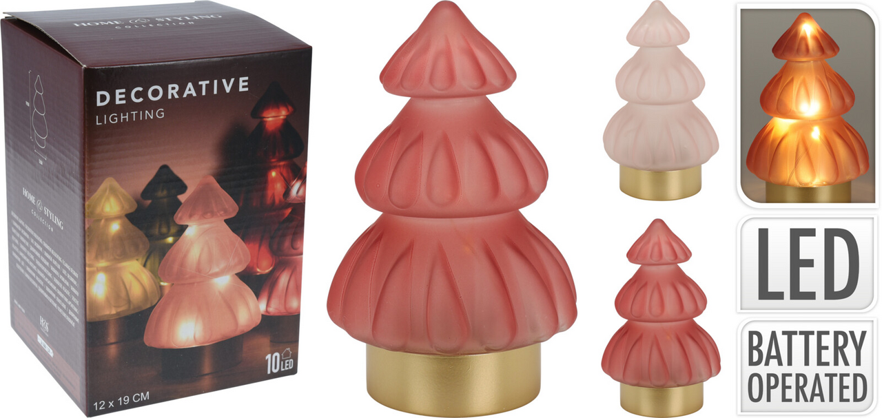 LED Skleněný strom 12 x 19 cm 2ASS 1 ks