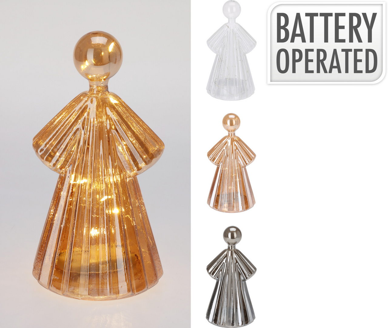 LED Skleněný anděl 18 cm 2ASS 1 ks