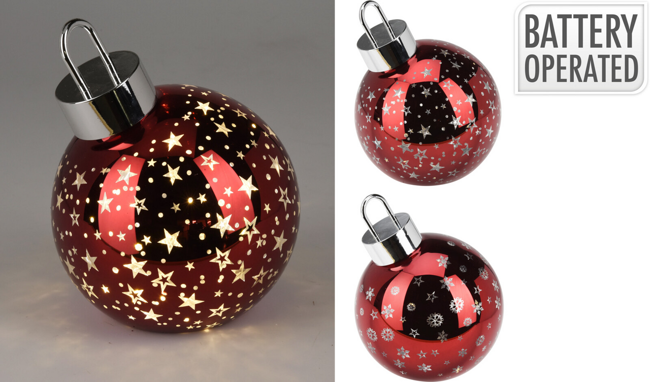 LED Vánoční skleněná koule 15 cm červená 1 ks