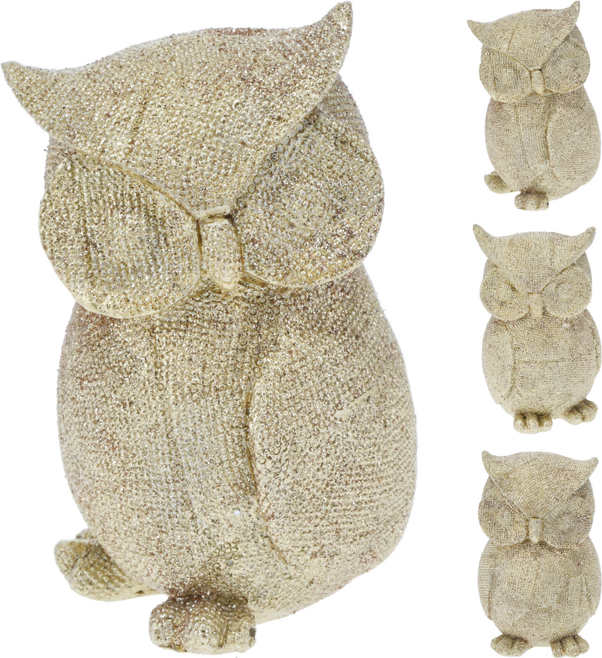 Sova 12 cm zlatá 3ASS