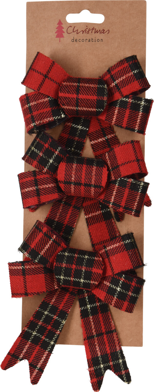 Vánoční mašle 13 cm káro set 3 ks