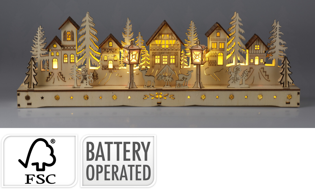 Domky s LED 45 cm přírodní 1 ks