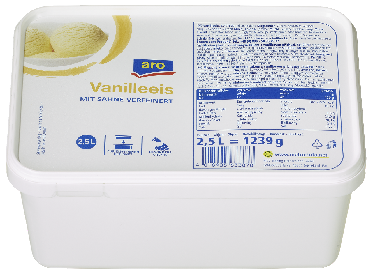 aro Zmrzlina vanilková příchuť mraž. 2,5 l