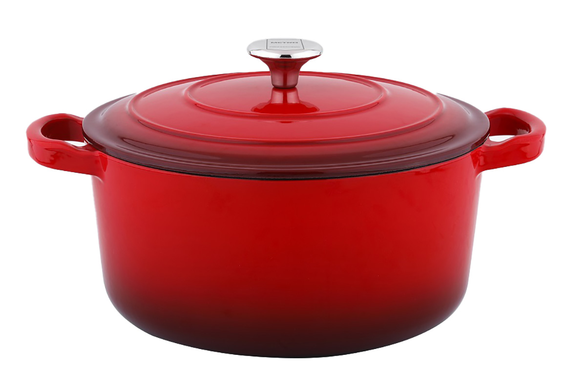 METRO PROFESSIONAL Hrnec + poklice 28 cm litina červená 1 ks