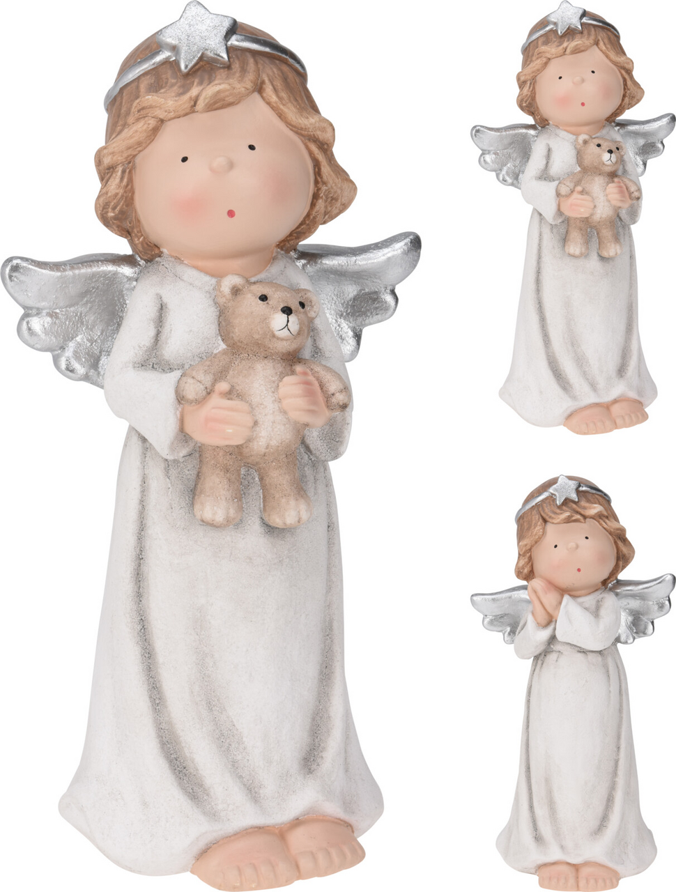 Anděl stojící 42,5 cm 2ASS stříbrný 1 ks