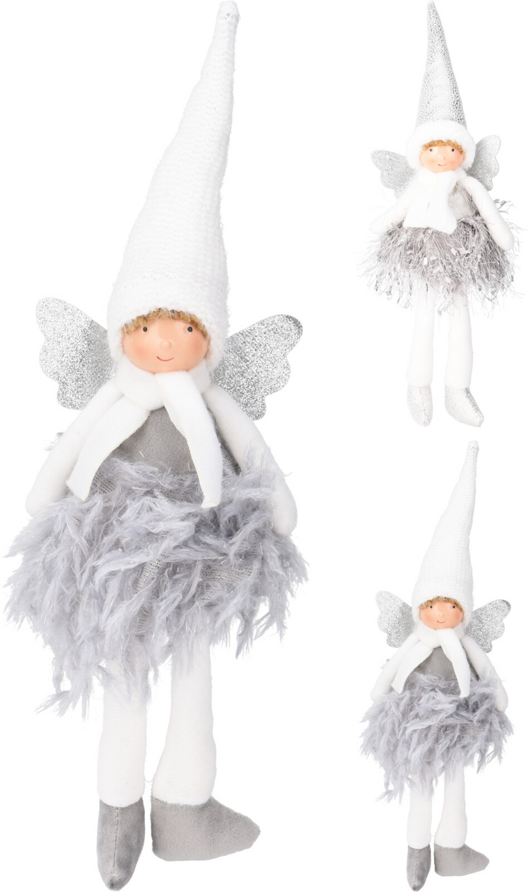 Anděl 40 cm stříbrný 1 ks