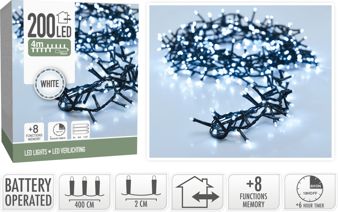 LED Řetěz 200LED bílá 1 ks