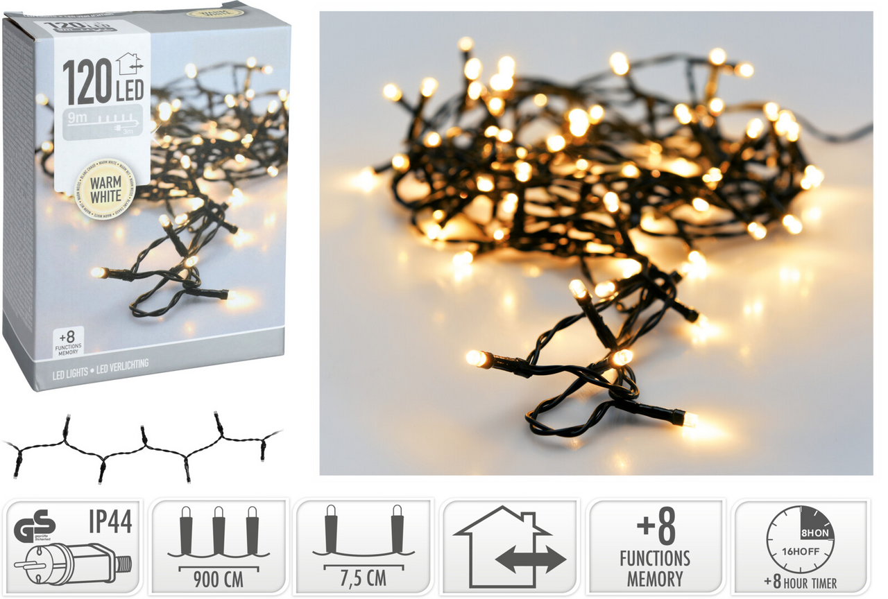LED Řetěz 120LED žlutá 1 ks