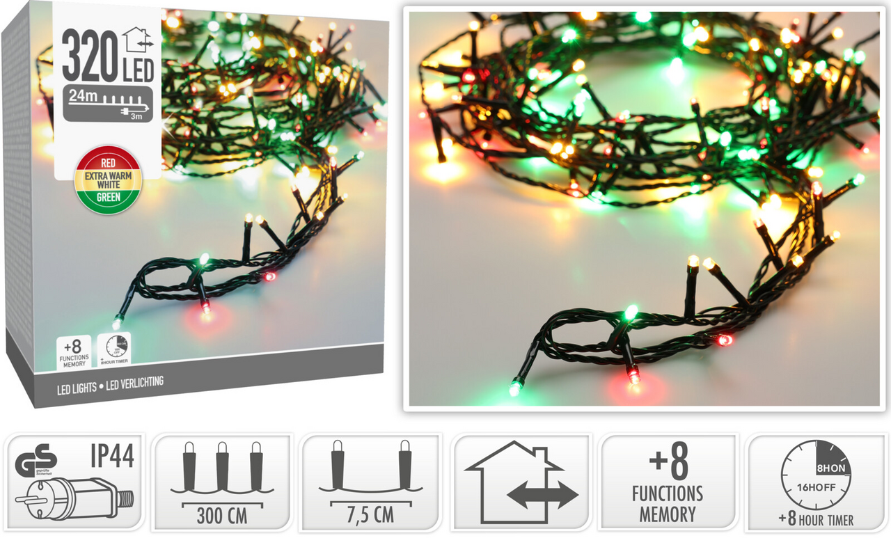 LED Řetěz 320LED vícebarevná 1 ks