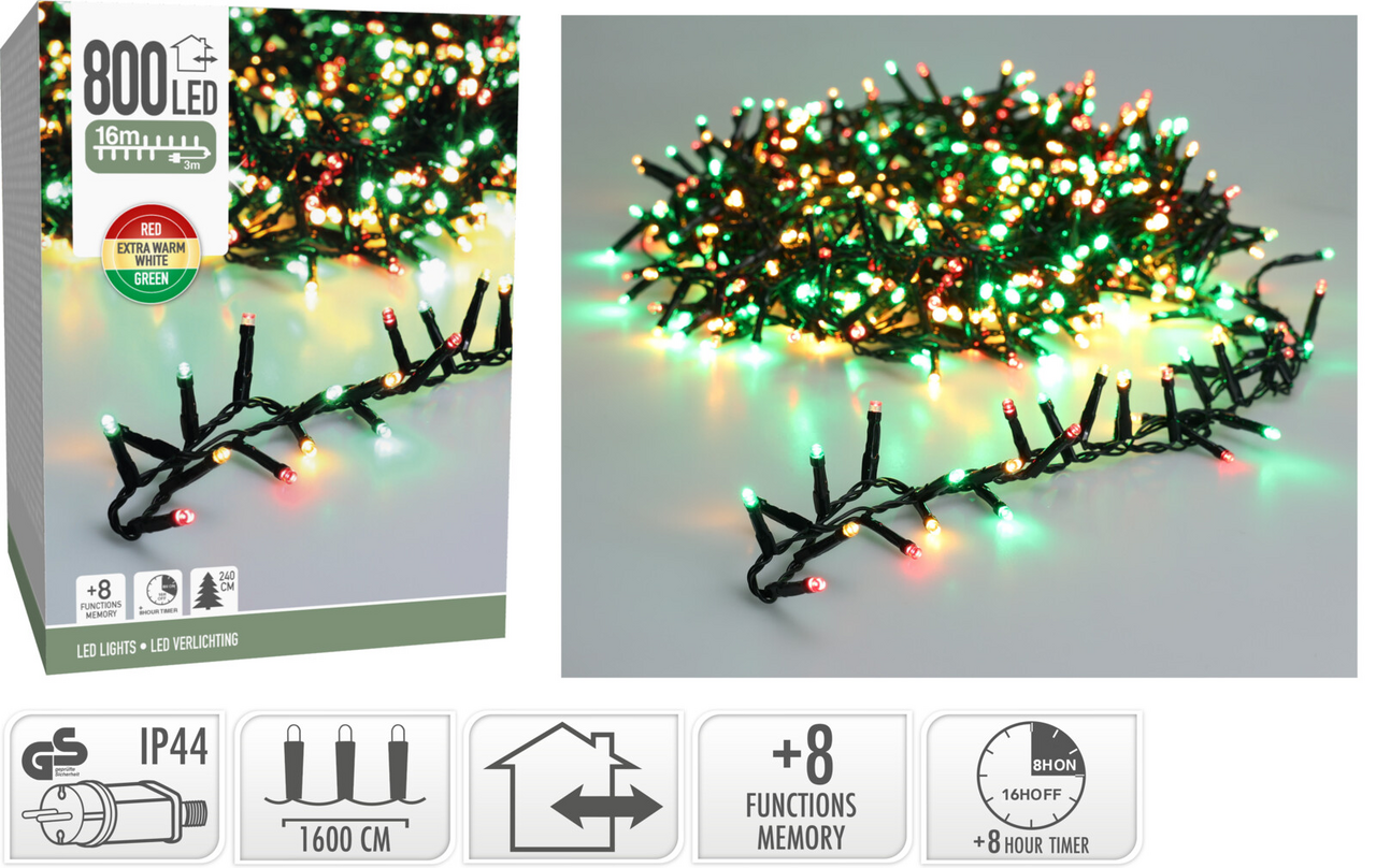 LED ŘETĚZ 800LED VÍCEBAREV.