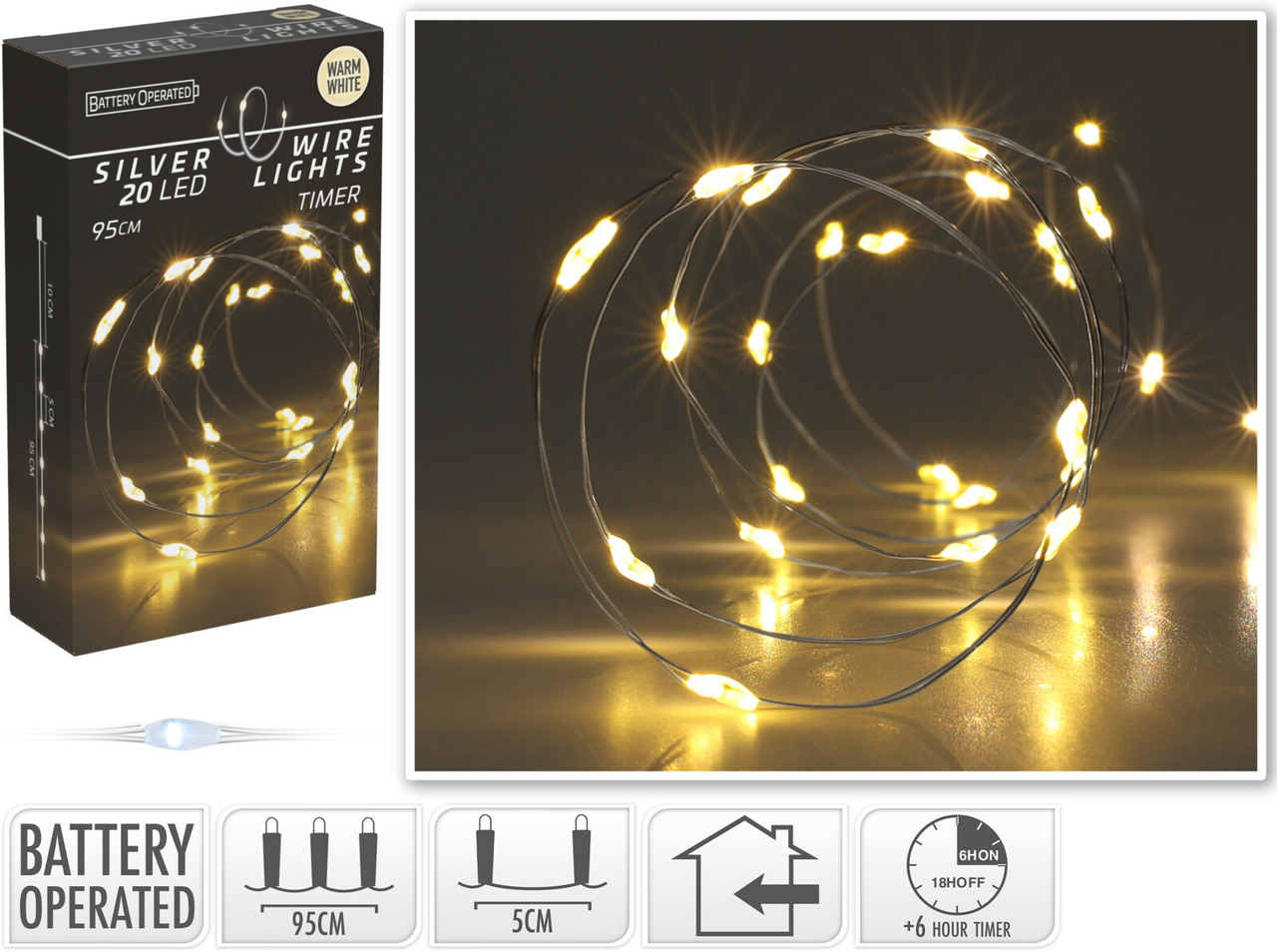 LED Drátek 20LED žlutá 1 ks