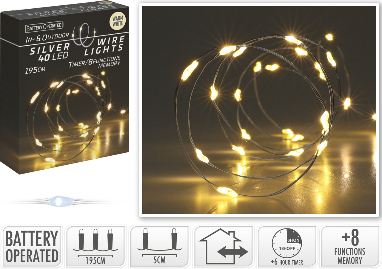 LED Drátek 40LED žlutá hvězda 1 ks