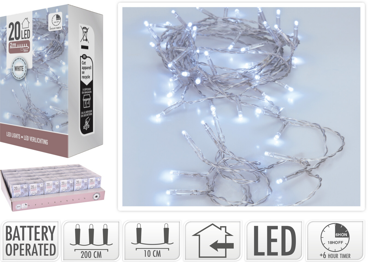 LED Řetěz 20LED bílá 1 ks