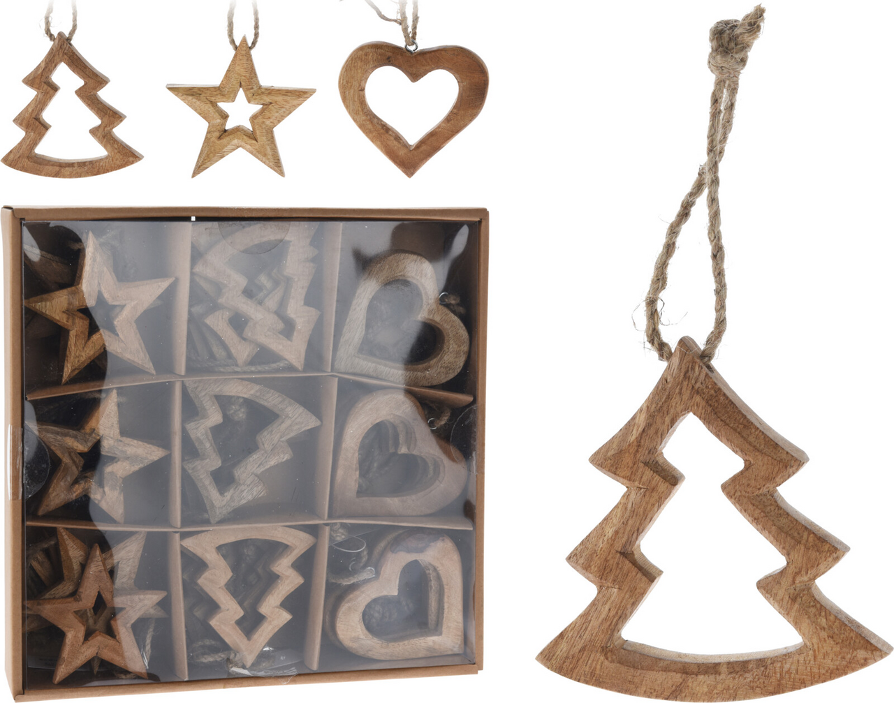 Dřevěná závěsná dekorace 10 cm 3ASS 1 ks