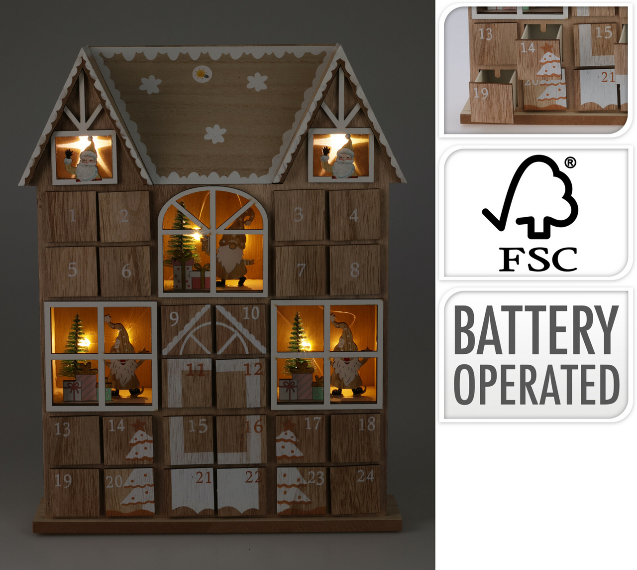 LED Adventní kalendář 37 cm 1 ks