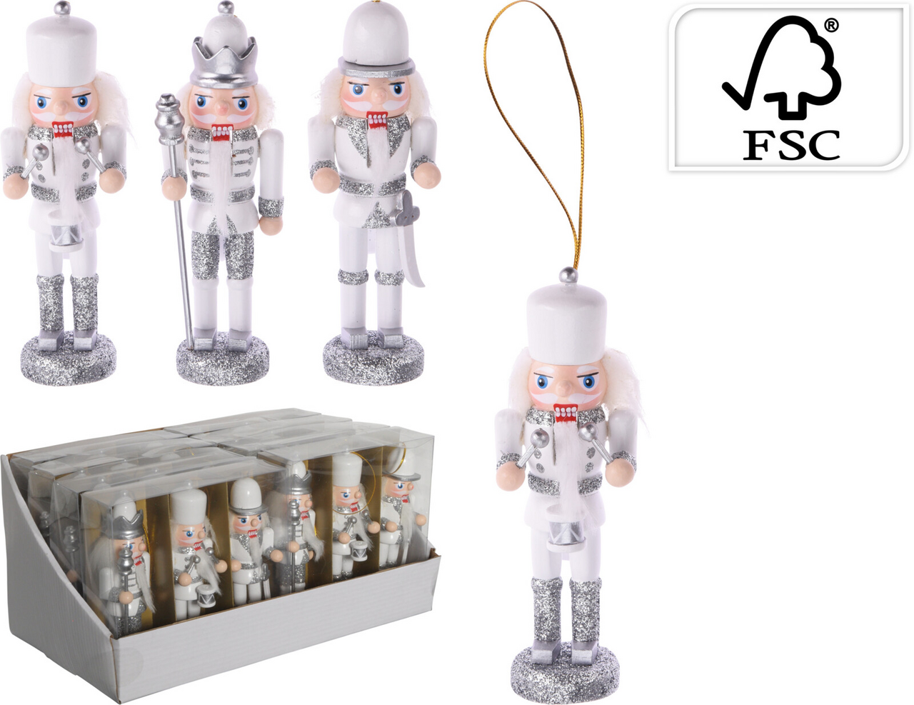 Louskáček 12 cm bílý set 3 ks