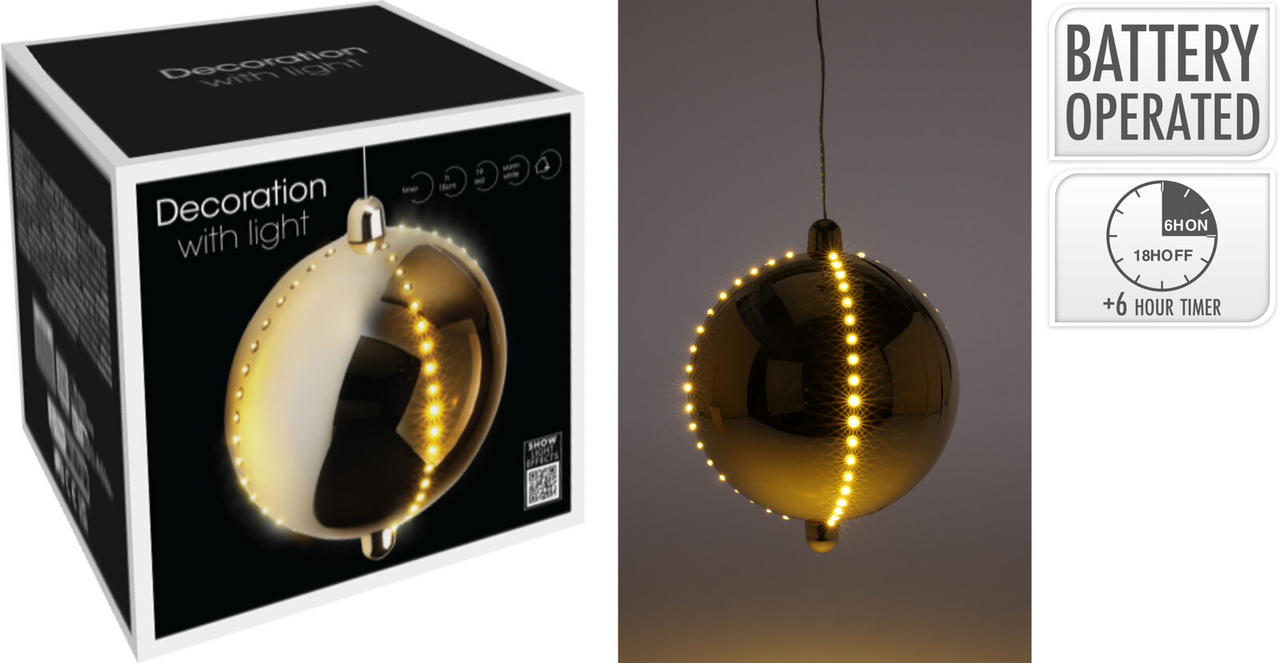 LED Koule 15 cm zlatá 1 ks