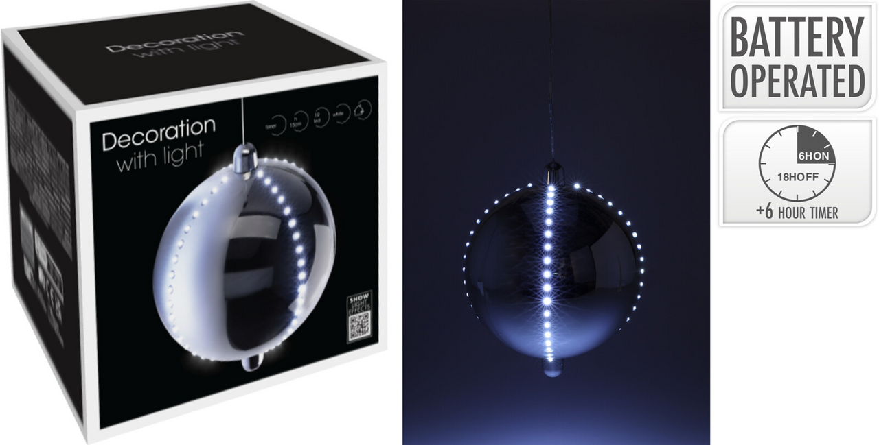 LED Koule 15 cm stříbrná 1 ks