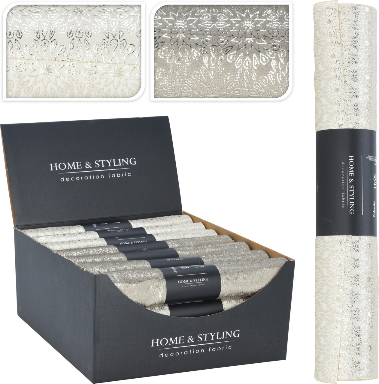 Látka dekorační 28 x 150 cm stříbrná 1 ks