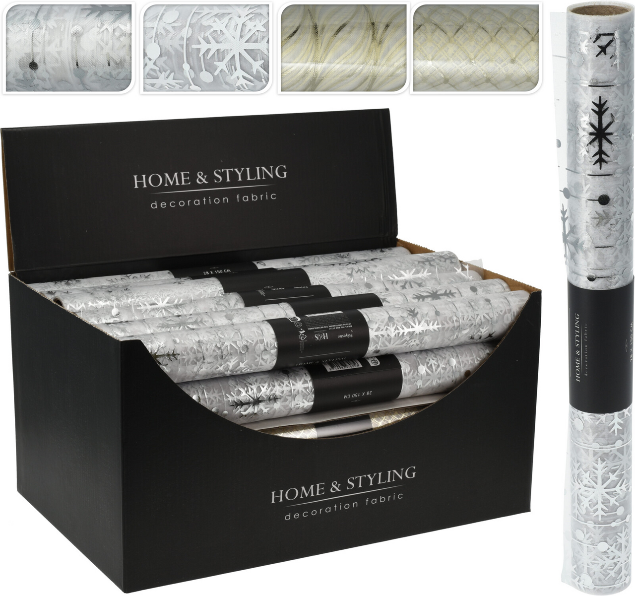 Látka dekorační 36,5 x 200 cm stříbrná 1 ks