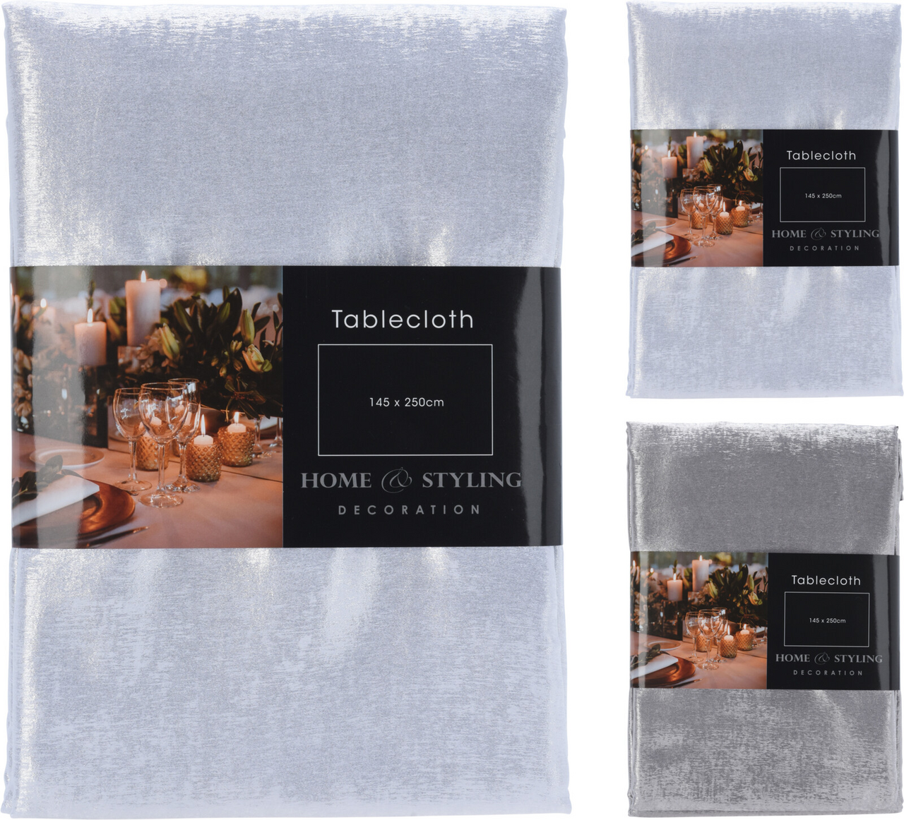 Ubrus 145 x 250 cm stříbrný 1 ks