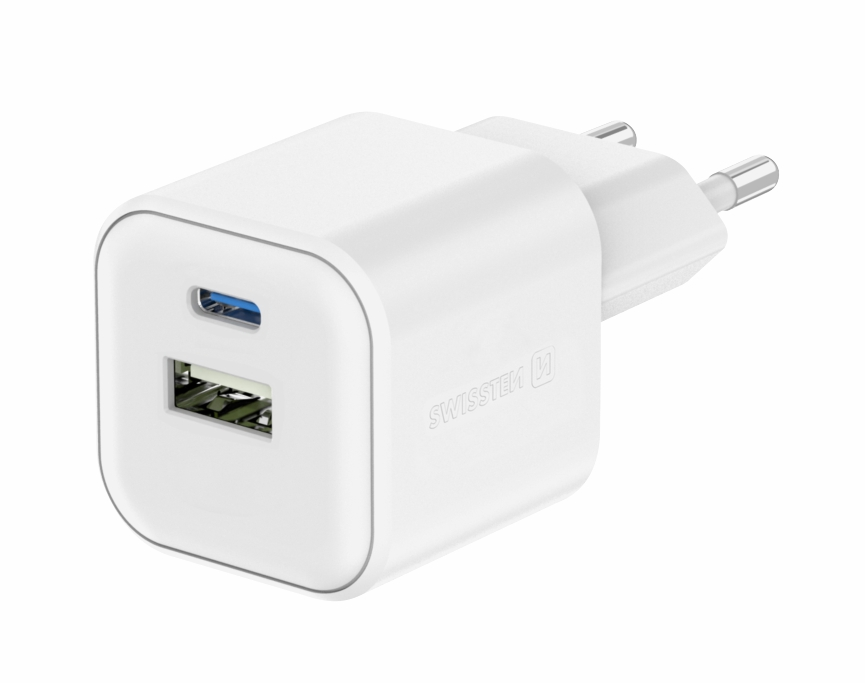 SWISSTEN Síťový adaptér USB-C + USB-A 12W 1 ks