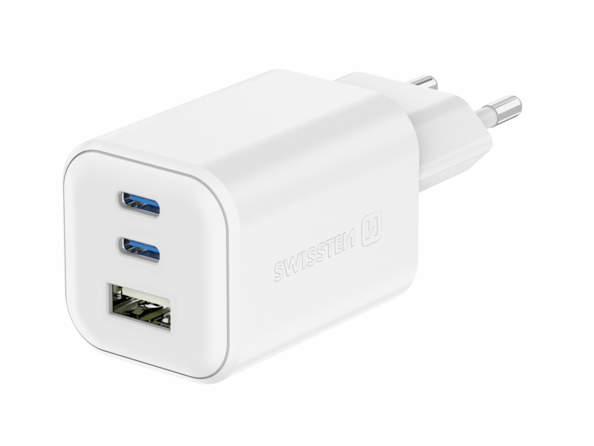 SWISSTEN Síťový adaptér GaN 2x USB-C + USB-A 1 ks