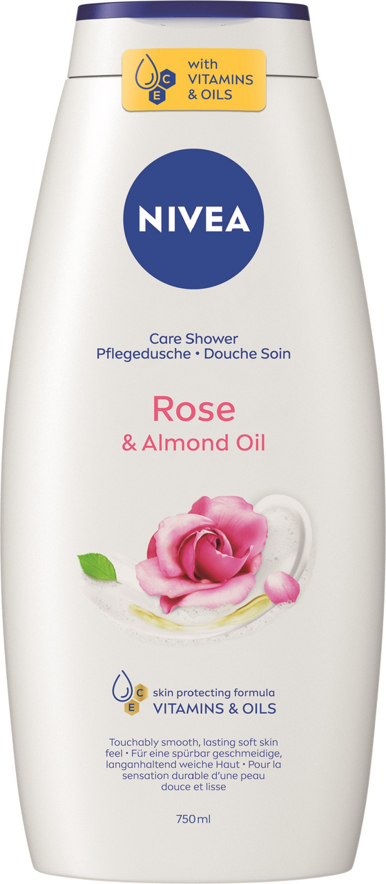 NIVEA Rose & Almond Milk sprchový gel 750 ml