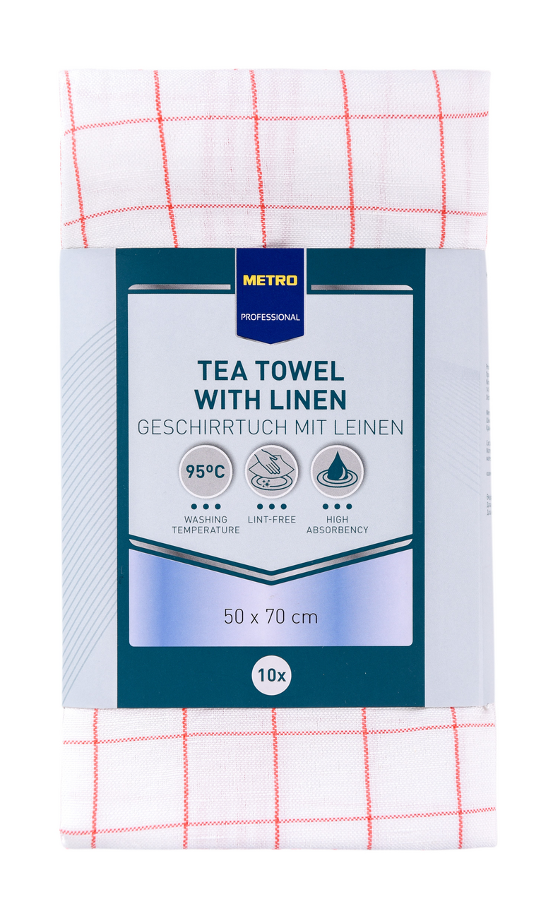 METRO PROFESSIONAL Utěrka 50 x 70 bílá/ červená 10 ks