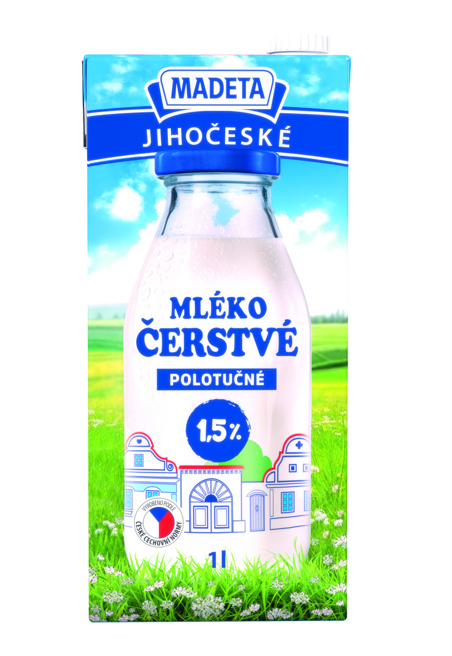 MADETA Jihočeské Mléko čerstvé 1,5 % 12 x 1 l