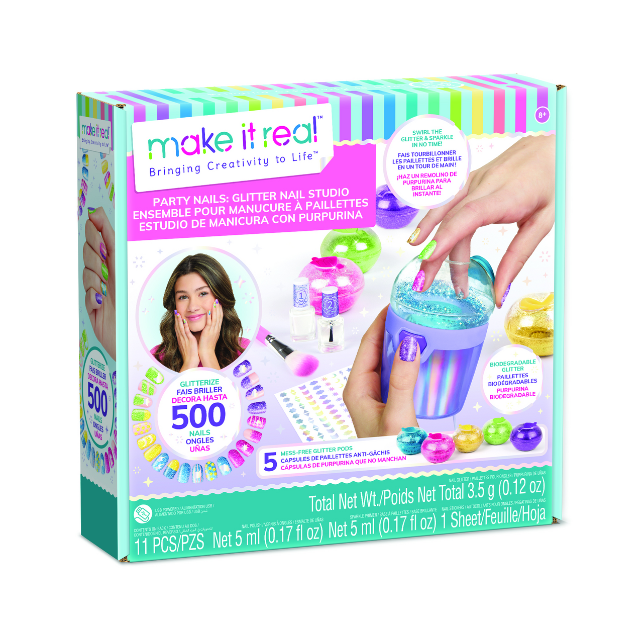 Třpytivé Party nehty 1 ks