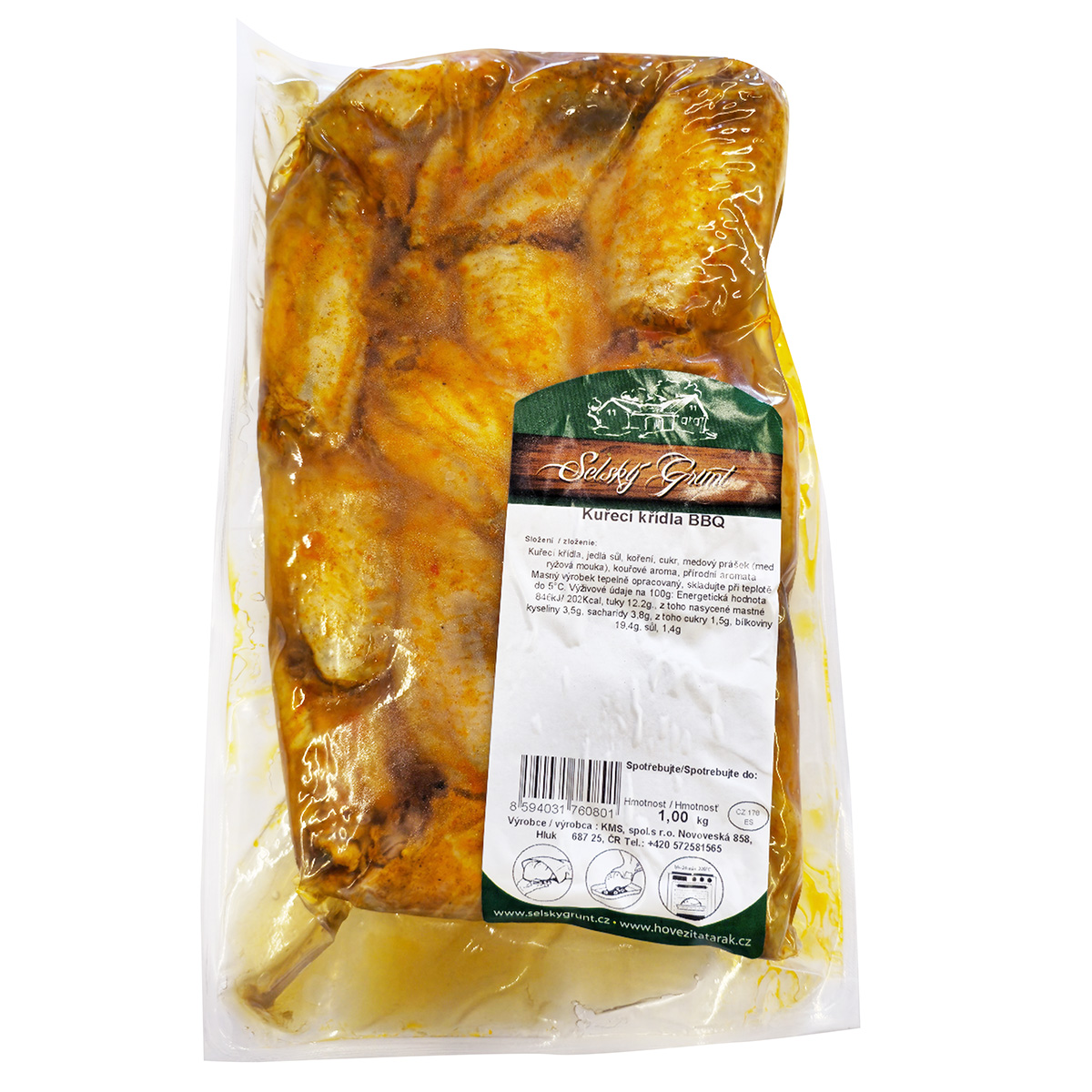 SELSKÝ GRUNT Kuřecí křídla BBQ Sous-vide chlaz. 1 kg