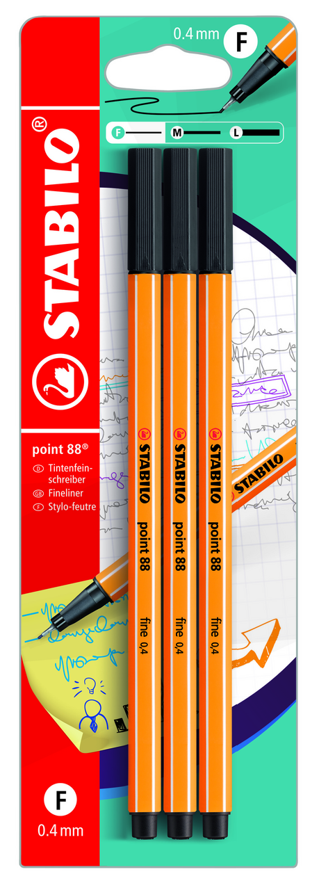 STABILO Liner Point 88 černý 3 ks