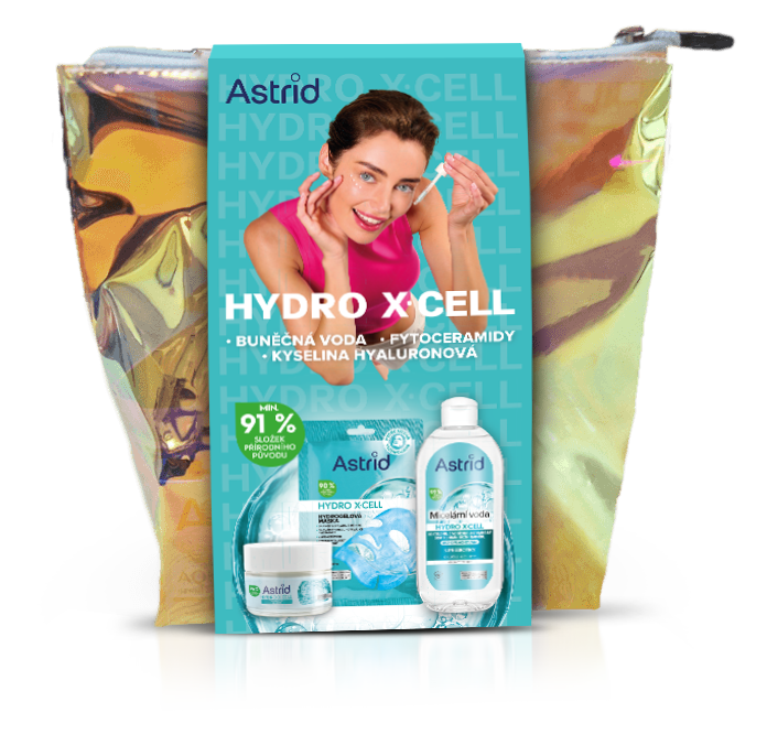 Astrid Hydro X-Cell 3Pack dárková sada (d. krém 50 ml + n. krém 50 ml + balzám na rty 4,8 ml)