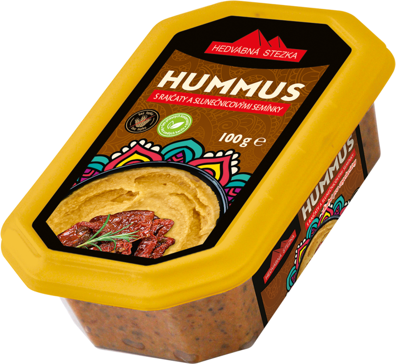 Hummus se slunečnicovými semínky a rajčaty chlaz. 100 g