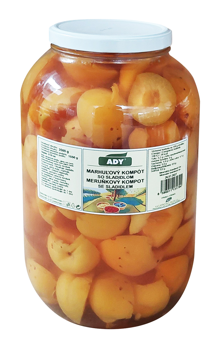 ADY Meruňkový kompot se sladidlem 3500 g